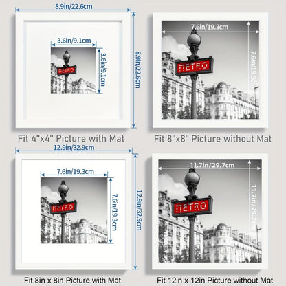 Square Photo Frames Set of 3, Black White 8x8 12x12 Inch Wall Hanging Picture Frames for Living Room Hallway Gallery Wall, Holiday Gift for Friends Family Home Decor