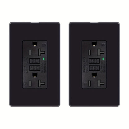 GFCI Outlet 20 Amp Tamper Resistant WR Weather Resistant with Wall Plate ETL Listed LED Indicator Test Reset Button Ground Fault Circuit Interrupter for Bathroom Kitchen Garage 2 4 6 10 20 Pack Black White