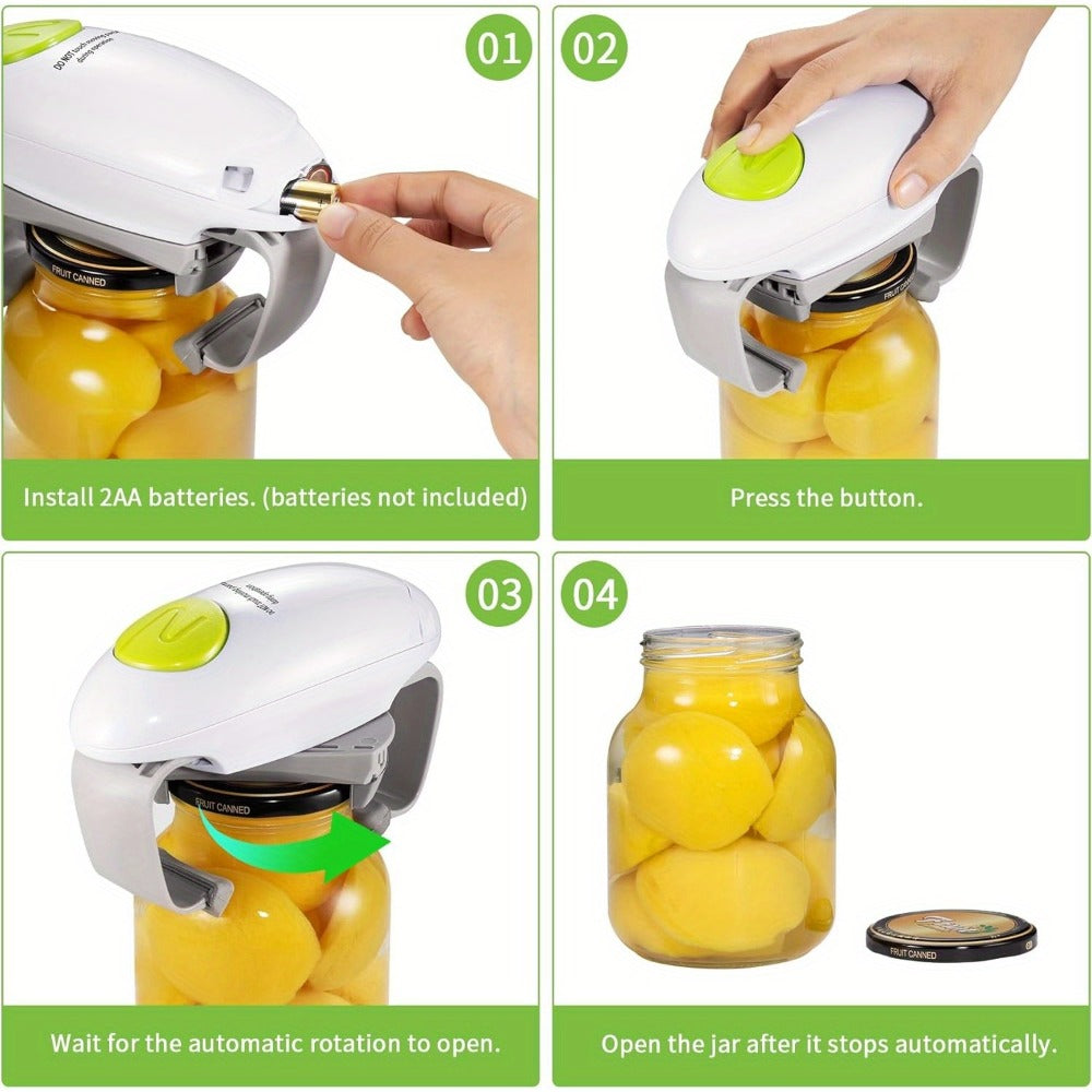 Electric Jar Opener One Touch Automatic – High Torque Battery Operated Jar Lid Opener for Seniors, Arthritis, Weak Hands, Women & Chefs | Hands-Free Kitchen Gadget Gift
