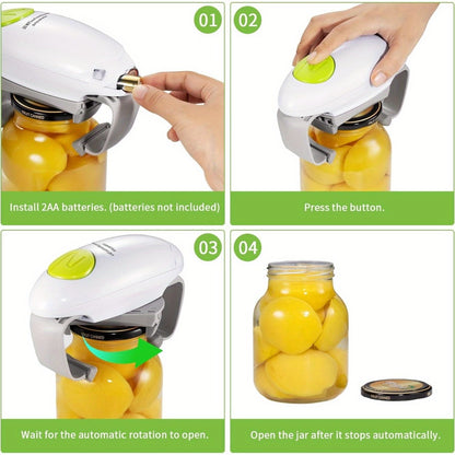 Electric Jar Opener One Touch Automatic – High Torque Battery Operated Jar Lid Opener for Seniors, Arthritis, Weak Hands, Women & Chefs | Hands-Free Kitchen Gadget Gift