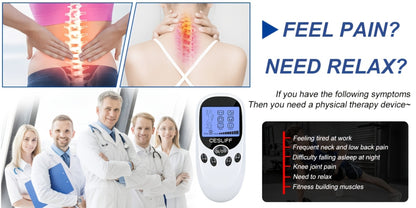 TENS EMS Dual Channel Muscle Stimulator Massager – 8 Electrodes for Back, Shoulder & Knee Pain Relief, Muscle Recovery, Portable Electric Pulse Therapy Device