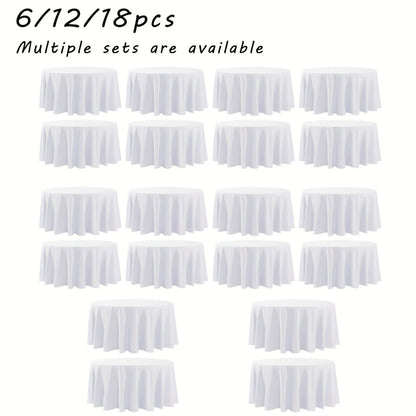 120 Inch Round Tablecloth Bulk Pack – Wrinkle-Free Table Cover for Wedding, Party, Christmas & Halloween, Black or White (6/12/18 Pack)