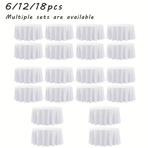 120 Inch Round Tablecloth Bulk Pack – Wrinkle-Free Table Cover for Wedding, Party, Christmas & Halloween, Black or White (6/12/18 Pack)