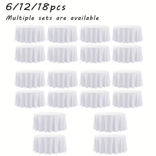 120 Inch Round Tablecloth Bulk Pack – Wrinkle-Free Table Cover for Wedding, Party, Christmas & Halloween, Black or White (6/12/18 Pack)