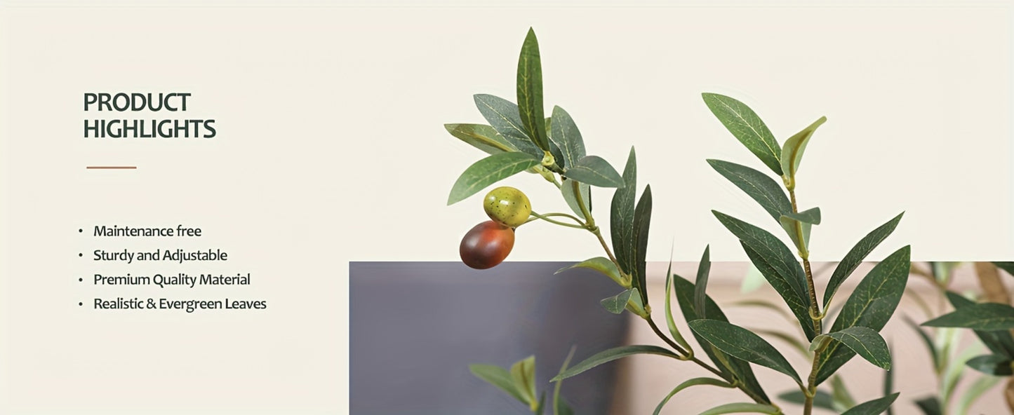Artificial Olive Tree Potted Faux Plant Real Wood Trunk Lifelike Fruits Indoor Outdoor Home Office Decor Fake Silk Tree Multiple Sizes Available 4ft 5ft 6ft 7ft