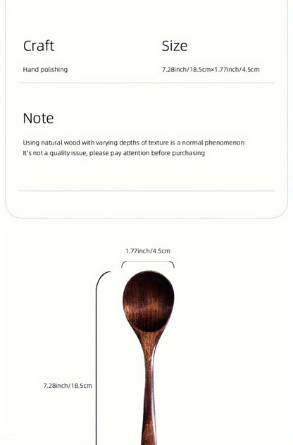 Wooden Spoons for Eating 8pcs – 7.28 Inch Small Wood Teaspoons for Stirring Coffee, Tea, Honey, Cooking & Serving Soup Dessert, Wooden Spoon Set