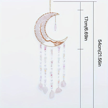 Dreamcatcher Moon Suncatcher Wall Hanging – Handmade Boho Wind Chime Pendant for Indoor Outdoor Garden, Courtyard & Party Decor – Christmas & Birthday Gift