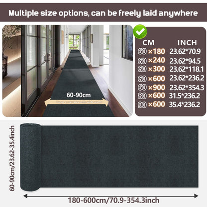 Non-Slip Runner Rug Self-Adhesive Carpet Strip Mat | Machine Washable Hallway Kitchen Stair Mat with Rubber Backing | Cat Scratch Protector Floor Covering