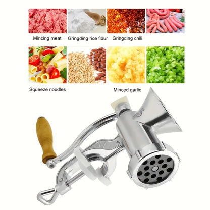 Manual Meat Grinder Hand Crank - Stainless Steel Heavy Duty Mincer & Sausage Maker for Home Kitchen, Hand Operated Food Grinder for Chopping Mixing Cutting, Versatile Kitchen Tool Great Gift Idea