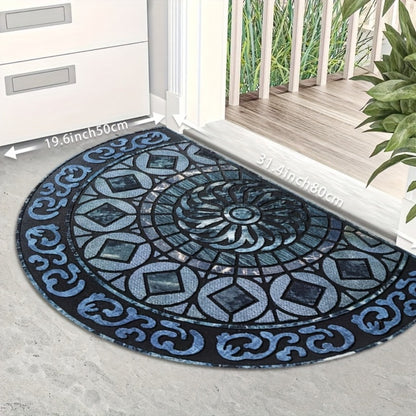 Outdoor Door Mat Heavy Duty Non-Slip Welcome Mat for Front Door Entrance Patio Porch, Durable Low-Profile Rug, Multiple Colors & Sizes, Light Blue Brown Dark Blue Gray Rainbow