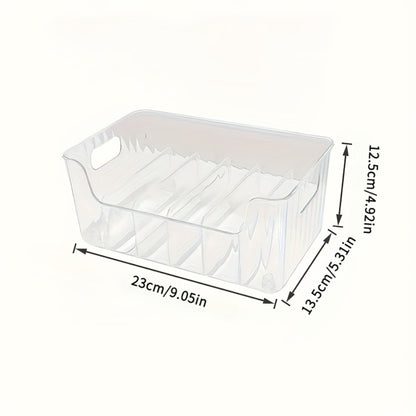 Seasoning Storage Box Transparent Plastic with Adjustable Compartments | Detachable Multi-Function Kitchen Organizer for Spices Snacks Small Items | Large Capacity Refrigerator Countertop Organizer