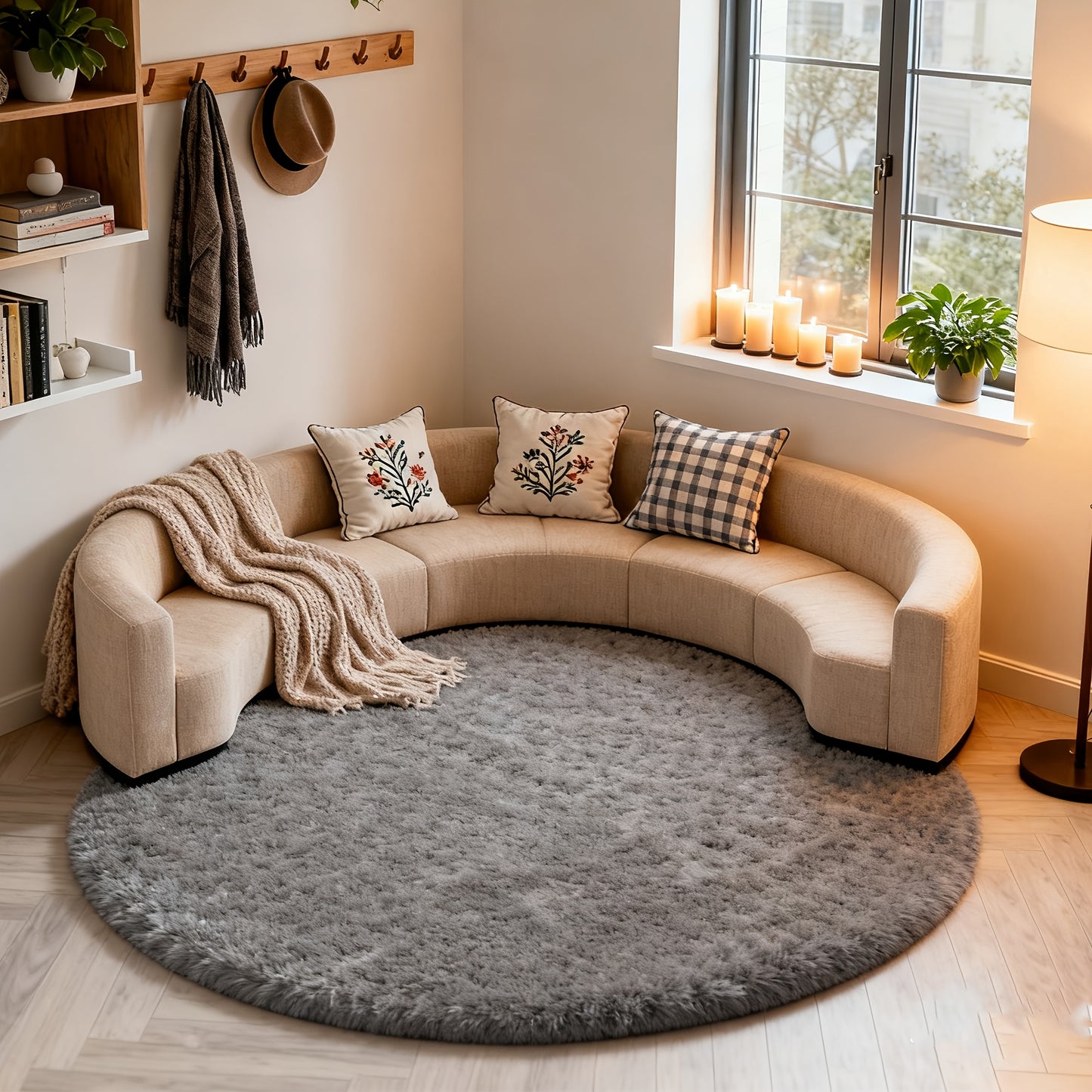 Round Area Rug Soft Shaggy Plush Circle Rug Non-Slip Indoor Floor Mat for Living Room Bedroom Dorm Tie Dye Rainbow Multi-Color Multi-Size