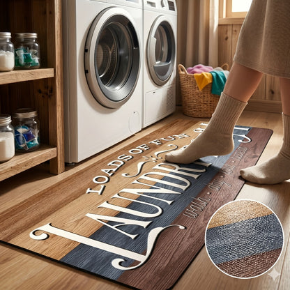Farmhouse Laundry Room Runner Rug - Non-Slip Washable Retro Kitchen & Bathroom Mat | Anti-Slip Floor Runner for Laundry Room, Kitchen, Bathroom & Entryway | Boho Home Decor Accent Rug Multiple Sizes
