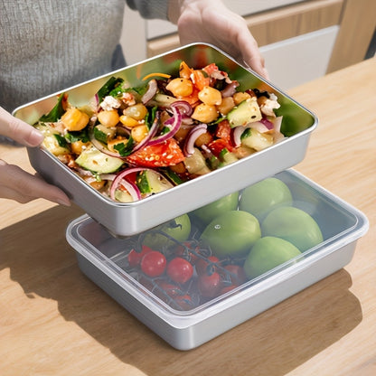 Stainless Steel Food Storage Containers with Lids 5pcs Set Durable Baking Trays Reusable Meal Prep Containers for Picnic Refrigerator Organization Kitchen Essentials Flip Top Closure Easy to Clean