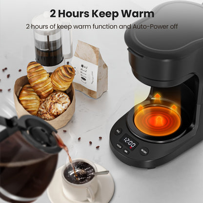 5-Cup Drip Coffee Maker with Coffee Pot, Auto Shut-Off, Anti-Drip & Dry Boil Protection, 25.36oz Water Tank, Compact Small Coffee Machine for Home & Office, Black
