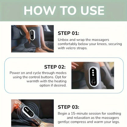Air Compression Leg Massager – Cordless Calf & Foot Massager with 3 Intensity Levels for Legs, Thighs, Knees & Feet | Circulation Booster, Holiday Gift for Women & Men