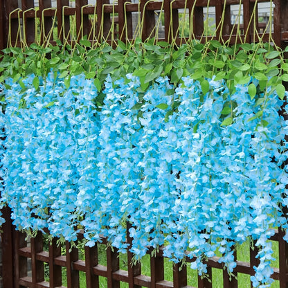 Artificial Wisteria Hanging Flowers 24 Pack - 3.6 Ft Fake Silk Wisteria Vine Garland for Wedding Arch, Garden, Wall & Party Decoration, Available in White, Pink, Blue, Purple & Light Pink