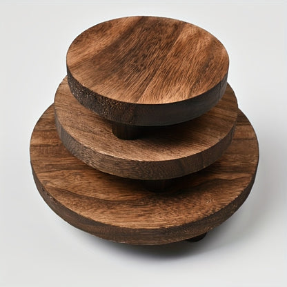 Wooden Display Risers Set of 3 – Rustic Farmhouse Cake Stand Pedestals for Kitchen Counter, Home Decor, Christmas & Holiday Table Centerpiece Organizer