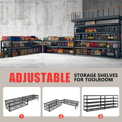 Heavy Duty 5 Tier Metal Shelving Unit Adjustable Up to 3000LBS for Garage Workshop Commercial Storage Rack No Bolt Easy Assembly Black
