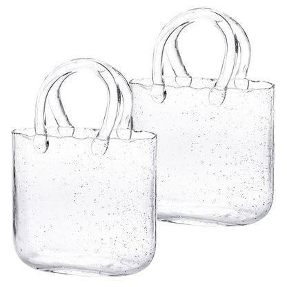Glass Purse Vase for Flowers – Handbag Shape Clear Decorative Flower Vase, Home Table Decor, Gift