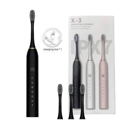 Rechargeable Electric Toothbrush with 6 Cleaning Modes & Smart Timer – USB Sonic Toothbrush for Adults, Replacement Heads Included, 3 Colors, Whitens Teeth & Protects Gums, Great Family Gift