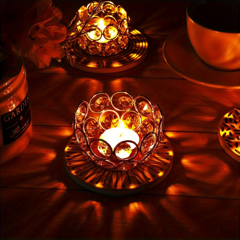 Tea Light Candle Holders Set of 20 – Crystal Bowl Votive Holders for Wedding Centerpiece, Dining Table, Home Decor & Party – Gold & Silver Glass Tealight Cups