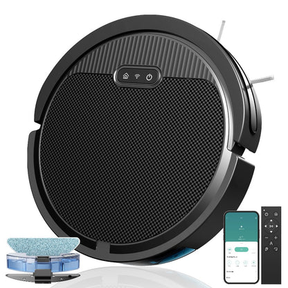 Robot Vacuum Cleaner Mop Combo 5000Pa Max Suction 2-in-1 with App & Voice Control - Scheduled Cleaning, Auto Recharge, for Pet Hair, Low Pile Carpet & Hard Floors, 12.2 inch Slim Design, Multiple Colors