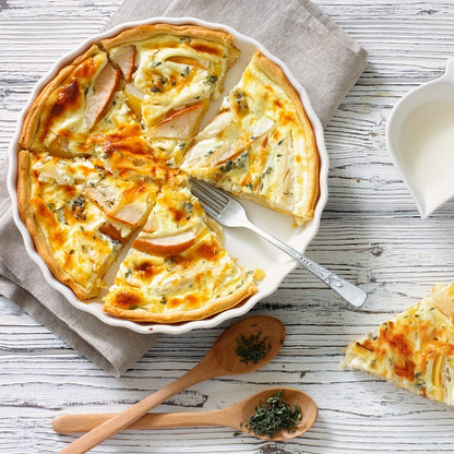 Ceramic Quiche Pan Set of 2, 9.5 Inch Fluted Tart Dish for Oven Baking, Non-Stick Pie Dish for Quiche Lorraine, Chicken Pot Pie, Tart, Flan