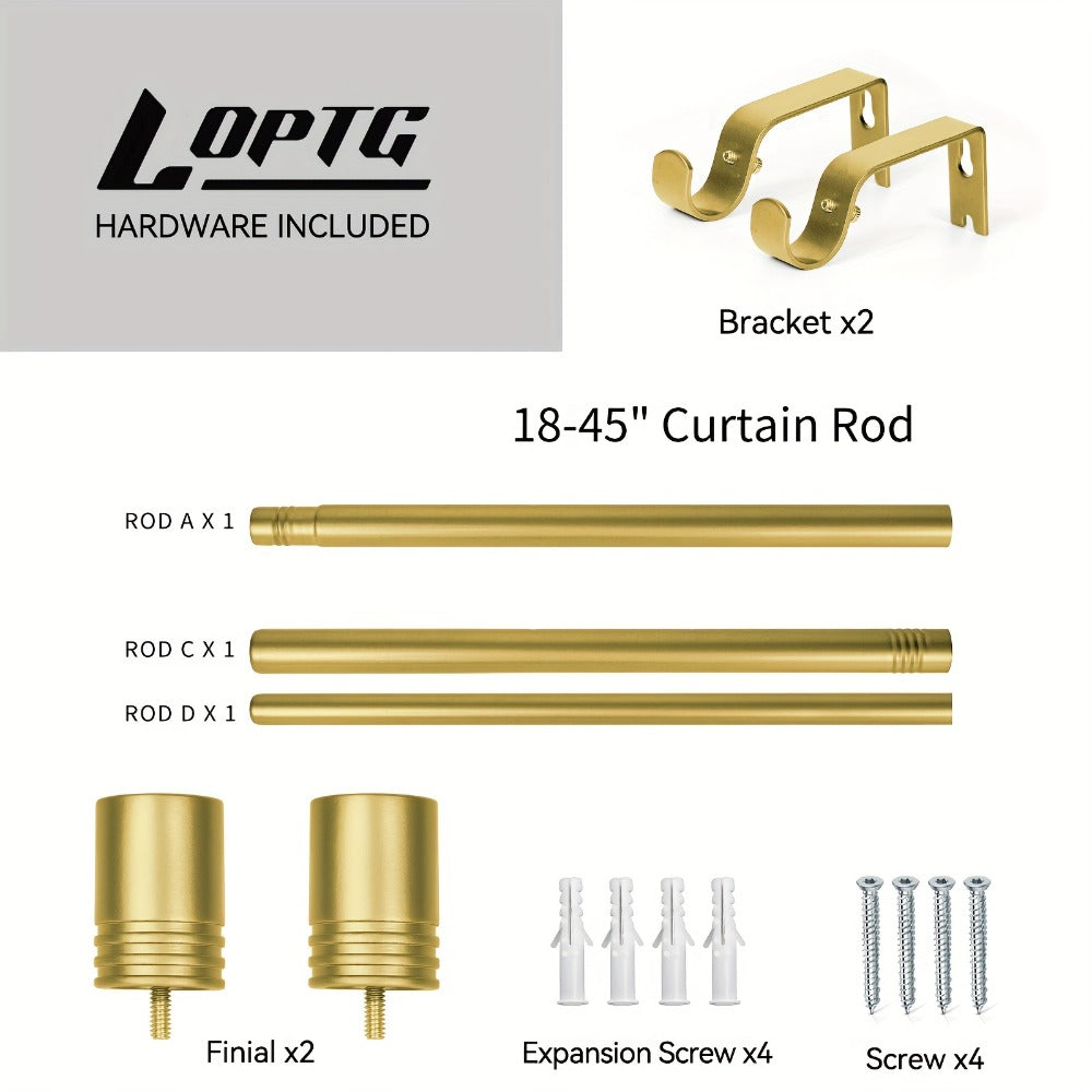 Adjustable Curtain Rods for Windows 1 Inch Diameter – Modern Decorative Drapery Rod with End Finials, 18"-45" to 36"-120" | Black, Brushed Nickel & Gold Finish