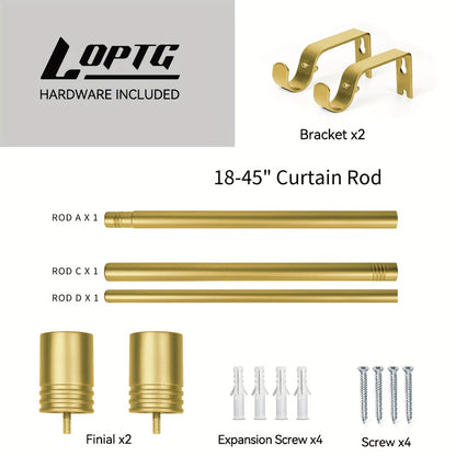 Adjustable Curtain Rods for Windows 1 Inch Diameter – Modern Decorative Drapery Rod with End Finials, 18"-45" to 36"-120" | Black, Brushed Nickel & Gold Finish