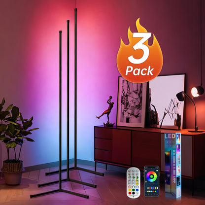 RGB Smart Floor Lamp 56 Inch – 16 Million DIY Color Changing with App & Remote Control, Music Sync, 4 Modes, USB Powered for Game Room, Christmas & Halloween Decor (1, 2 or 4 Pack)