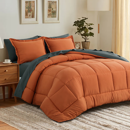 7 Piece Comforter Set Luxury Soft Fluffy Bedding All Season Bed in a Bag with Comforter Fitted Sheet Flat Sheet Pillowcases Hypoallergenic Breathable Easy Care Queen King Twin XL Full