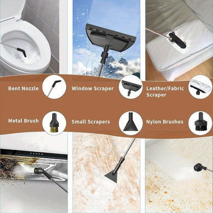 High Pressure Steam Cleaner Handheld 1.6L Large Tank 3-Level Adjustable Handle for Home Car Detailing Bed Bugs Couch Grout Furniture