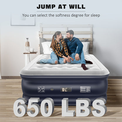Air Mattress with Built-In Pump – 18'' Self-Inflating Portable Air Bed for Home, Camping & Travel, Twin Full Queen, Includes Carry Bag