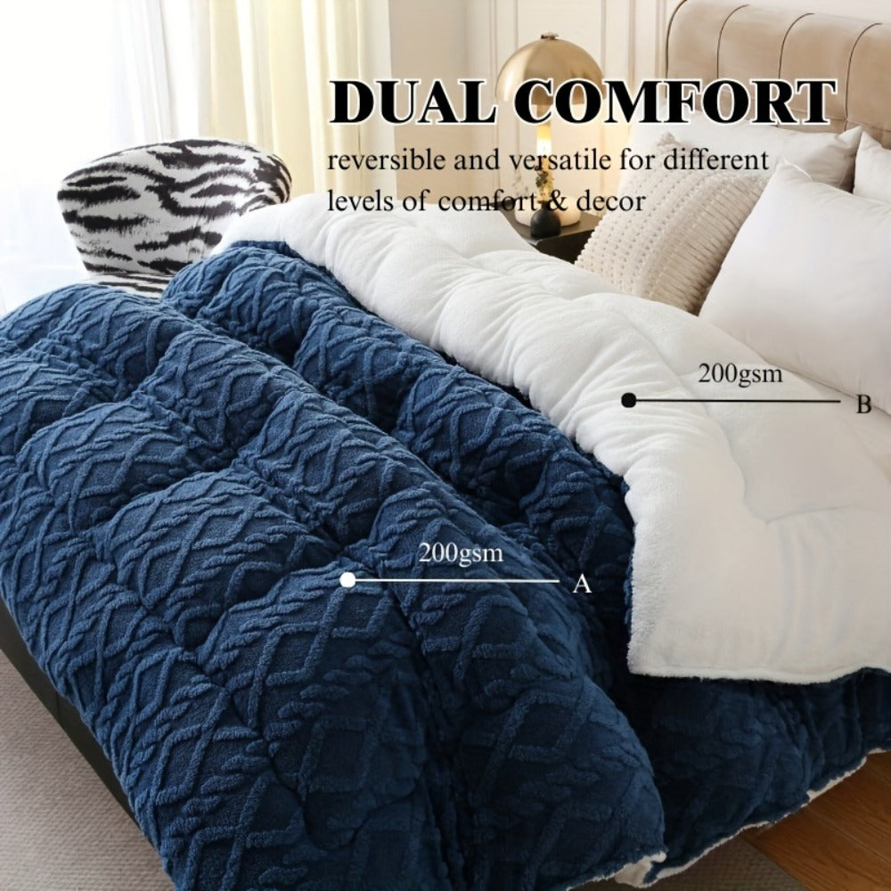 Sherpa Comforter Double-Sided Plush Taffeta, Extra Thick 500GSM Warm Fluffy Comforter for Autumn & Winter – Soft Cozy Bedding for Twin XL, Full, Queen, King (Grey/Pink/Beige/Blue)