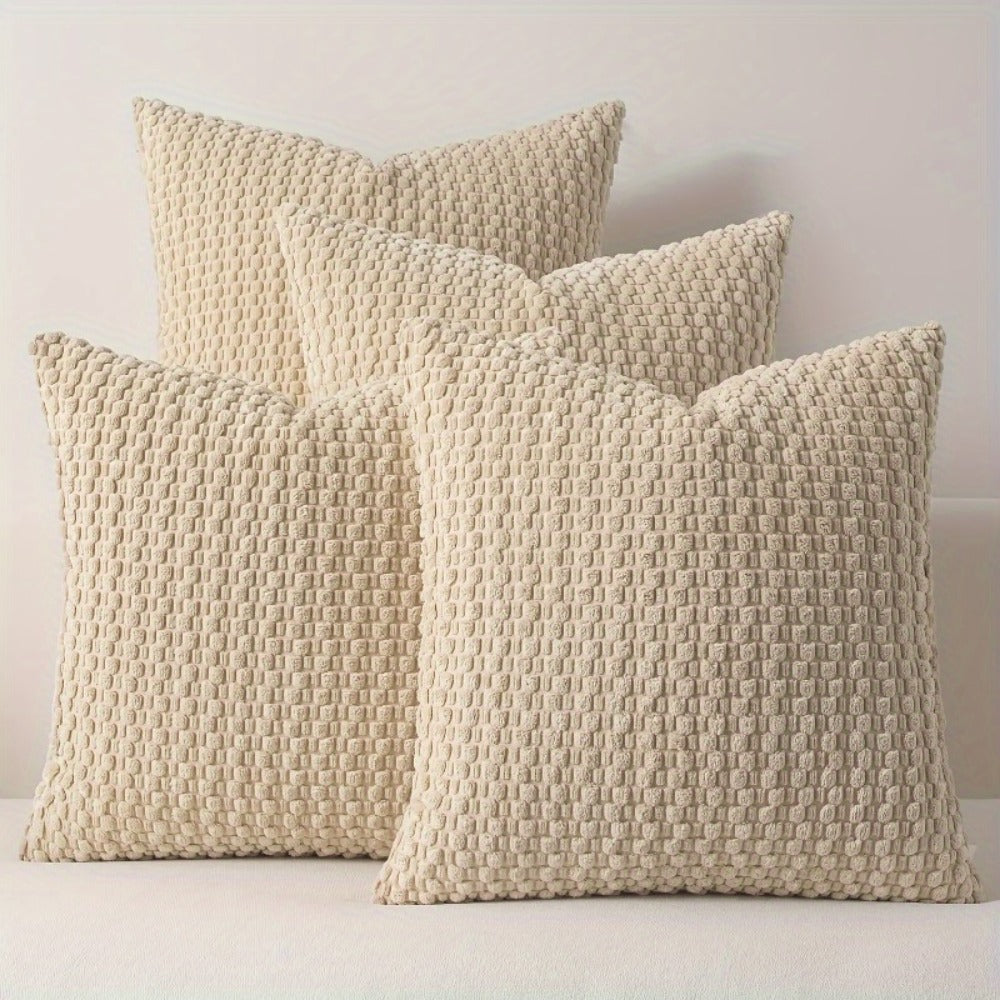 Velvet Throw Pillow Covers 4-Pack 20x20 Inch - Double-Sided Soft Cushion Covers with Zipper Closure, Machine Washable Decorative Pillowcases for Sofa Couch Bed Chair & Modern Home Decor