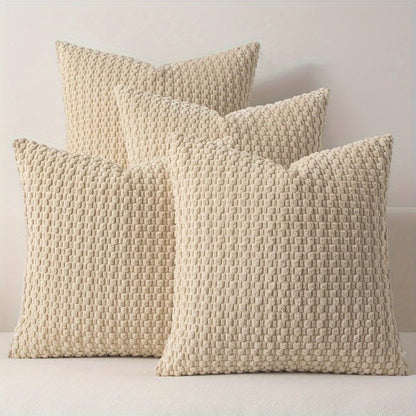 Velvet Throw Pillow Covers 4-Pack 20x20 Inch - Double-Sided Soft Cushion Covers with Zipper Closure, Machine Washable Decorative Pillowcases for Sofa Couch Bed Chair & Modern Home Decor