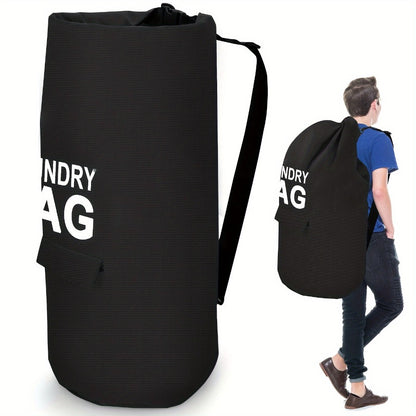 Large Laundry Bag Backpack with Adjustable Shoulder Strap | Foldable Portable Laundry Basket Machine Washable | Space Saving Hamper for Travel College Dorm Home Storage