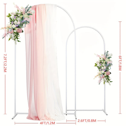 2-Piece Wedding Arch Backdrop Frame Set 7.2FT+6FT Metal Balloon Arch Stand for Wedding Birthday Party Garden Outdoor Indoor Event Decor Gold White