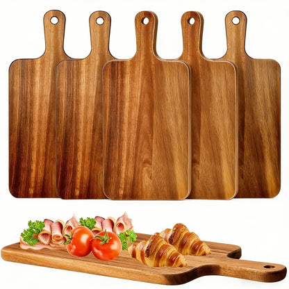 Acacia Wood Cutting Board Set with Handle – Large 15.7x7.8 Inch Kitchen Chopping Boards for Vegetables, Meat & Cheese, Dishwasher Safe, Durable Food Prep Board for Home Chefs, 5-Pack or 10-Pack