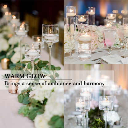 Floating Candles 2 Inch – 50 Pack White Paraffin Wax Candles for Wedding, Birthday, Valentine's Day, Halloween & Christmas Table Centerpiece Decor