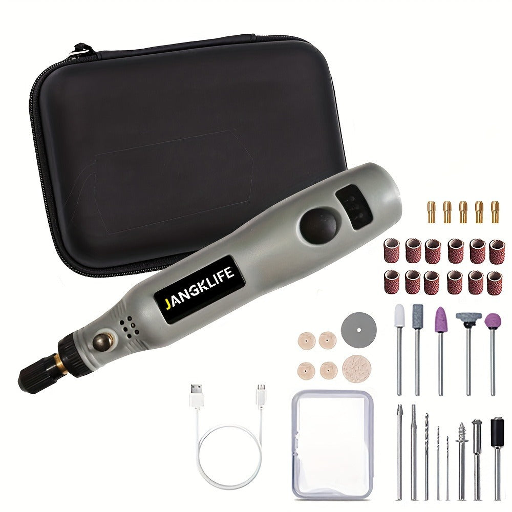 Cordless Rotary Tool Set Rechargeable Engraving Pen – Adjustable Speed Electric Wood Carving Tool for Grinding Polishing Etching Cutting DIY Craft
