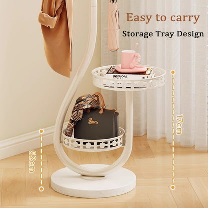 Clothes Rack Freestanding Metal with Shelf - Heavy Duty Garment Rack for Bedroom, Entryway & Closet, Vertical Coat Stand with Bottom Shelf for Coats, Hats, Scarves, Bags | White, Black, Gold