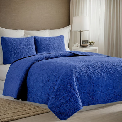 Quilt Set Bedspread with Pillowcases - Lightweight Microfiber Coverlet Twin Full Queen King, Soft Breathable Coin Pattern Comforter Set for Bedroom Dorm School