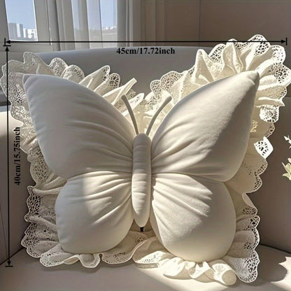 Butterfly Shaped Throw Pillow 3D Bow Decorative Cute Accent Pillow for Bed Sofa Couch Velvet Soft Polyester Fill Whimsical Home Decor Gift Multiple Colors 40x28cm