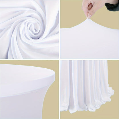 Spandex Cocktail Table Cover Round Stretch Tablecloth for Party Wedding Banquet – Elastic High Top Table Cloth Fitted Cover for Events, Birthdays, Hotels, Outdoor Picnic, Exhibition