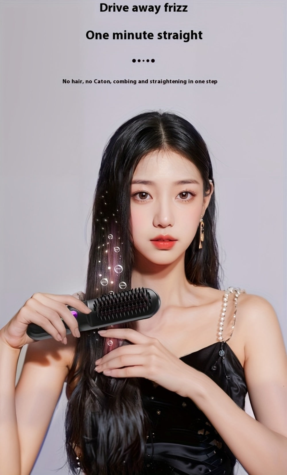 Wireless Hair Straightener Comb - Portable Cordless Straightening Brush with 3-Min Fast Heat, 3 Temp Settings 170-190°C, Negative Ion Technology, 3D Comb Design, Lightweight Travel Hair Straightener