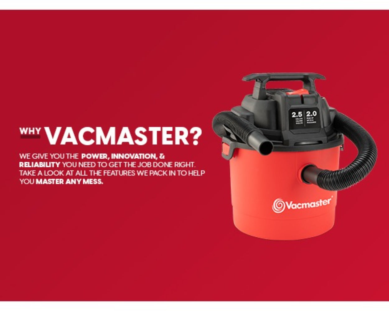 Wet Dry Vacuum Cleaner 2.5 Gallon Shop Vac – Vacmaster 2 Peak HP with Blower Function, Wall Mount & On-Board Storage for Garage, Car, Workshop, Home