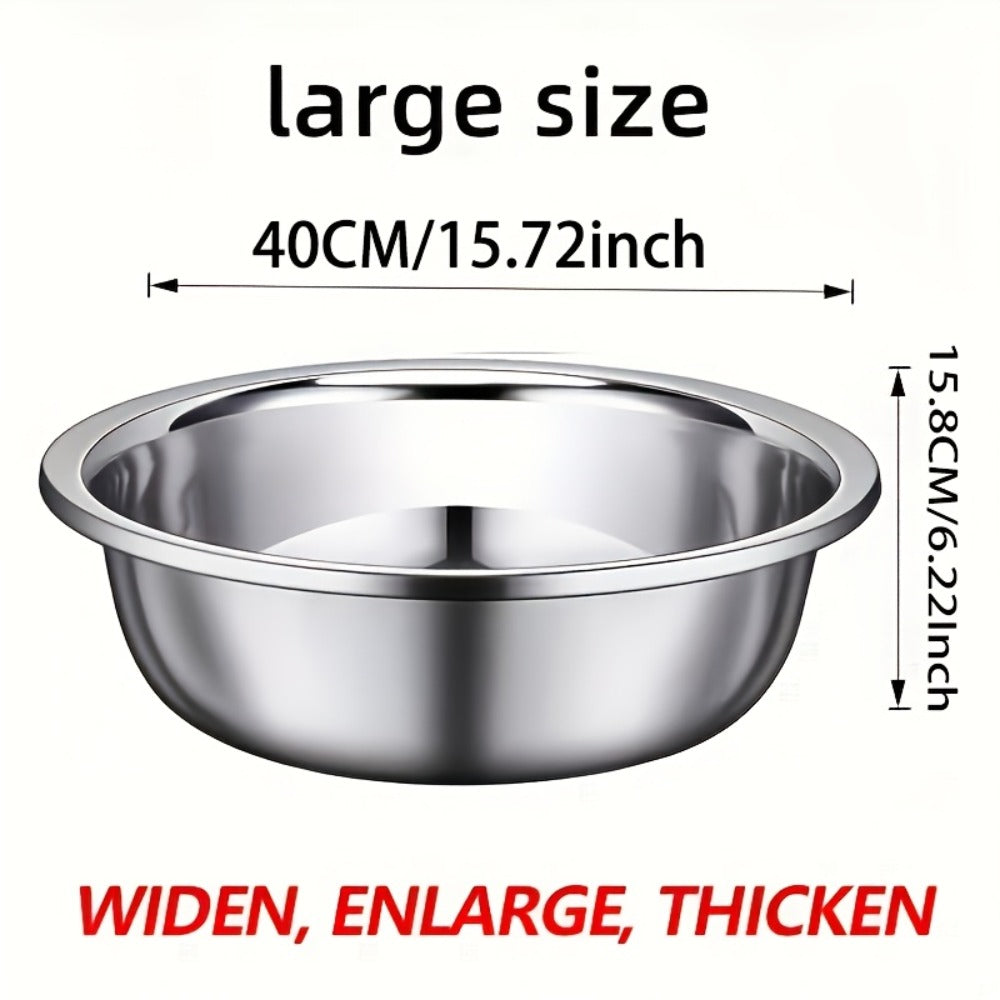 Large Stainless Steel Mixing Bowl | 304 Heavy-Duty Salad & Wash Basin, Hammer Finish, Non-Slip Base, Rounded Edges – Kitchen, Laundry, Utility Sink, Commercial & Home Use