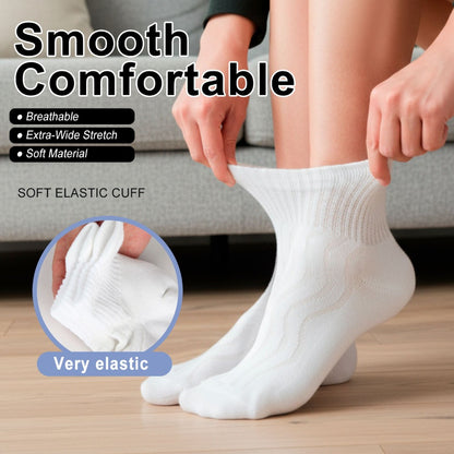 Diabetic Socks for Men & Women, 12 Pairs Non-Binding Wide Top Ankle Socks with Extra Cushioned Sole, Seamless Toe, Soft Cotton Comfort Socks for Sensitive Feet, Black & White